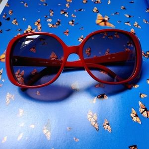 Lacoste L611S Round Sunglasses, Red and White